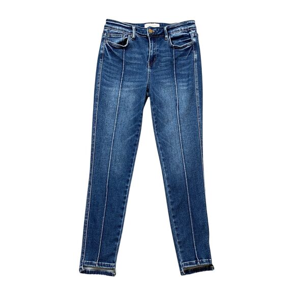 Flying Monkey Jeans Womens 27 Denim Ankle Skinny Uneven Step Hem Mid Front Seam - Picture 1 of 13